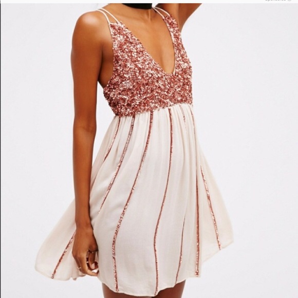 Free People Dresses & Skirts - NWT Free People Glitter Girl Neutral Slip Dress